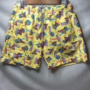 Vibrant Yellow Patterned Men's Swim Board Shorts